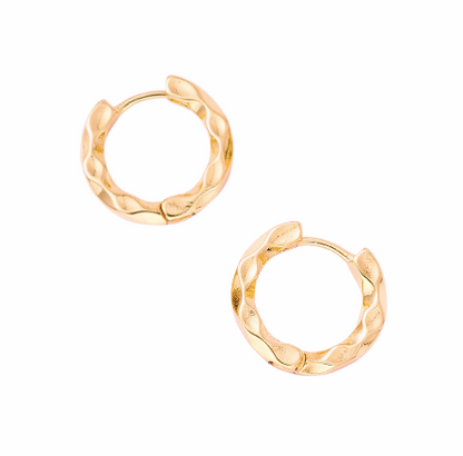 Emma Hammered Small Huggie Hoop Earrings