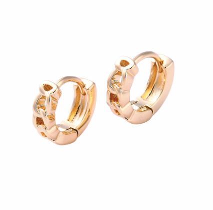 Charlotte Curb Chain Shape Hoop Earring Gold Plate