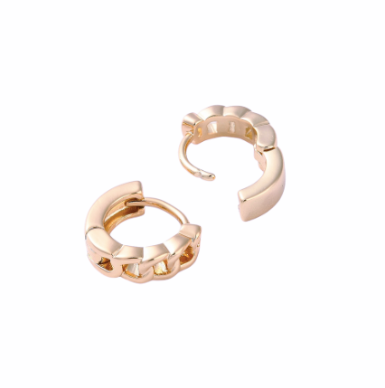 Charlotte Curb Chain Shape Hoop Earring Gold Plate