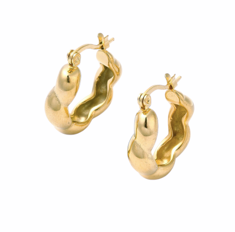 Gracie Twisted Wave Hoop Earrings Gold Plate