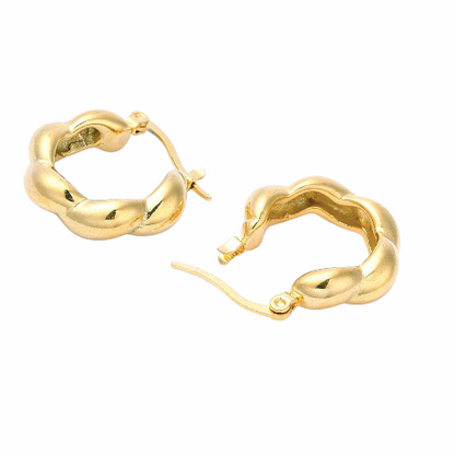 Gracie Twisted Wave Hoop Earrings Gold Plate