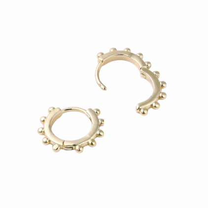 Luna Granulated Ring Huggie Hoop Earring 18k Gold Plate