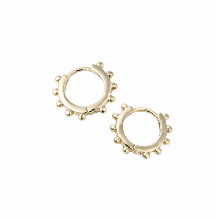 Luna Granulated Ring Huggie Hoop Earring 18k Gold Plate