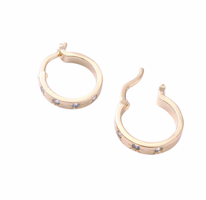 Ruby Star Huggie Hoop Earrings