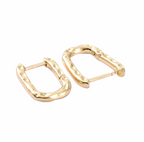 Isla Textured Rectangle Hoop Earrings Gold Plate