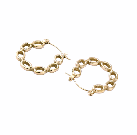 Elena Hollow Chain Hoop Gold Plate