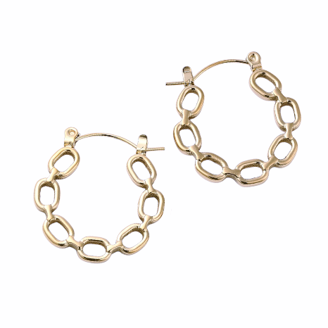 Elena Hollow Chain Hoop Gold Plate