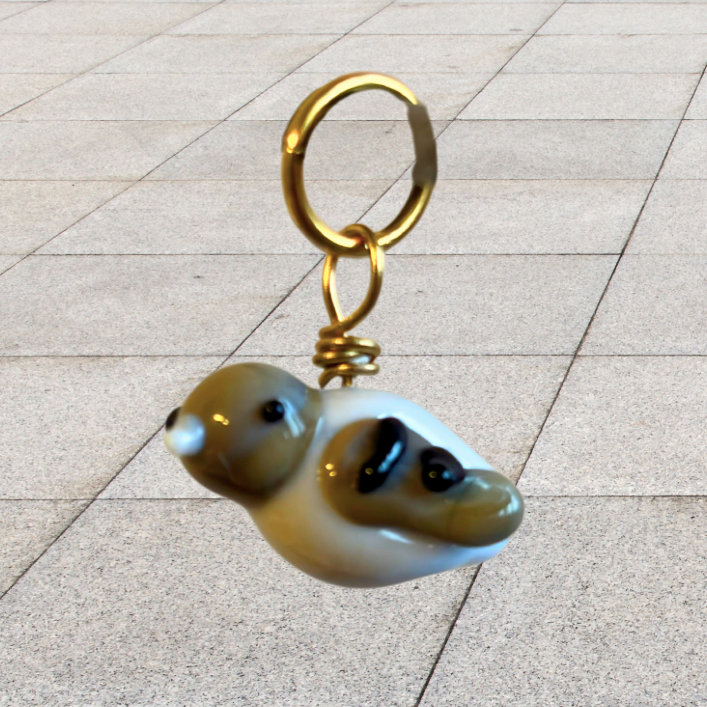 Pigeon Charm - Murano Glass Clip on Charm or Earring