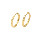 Gold hoop earrings on a white background