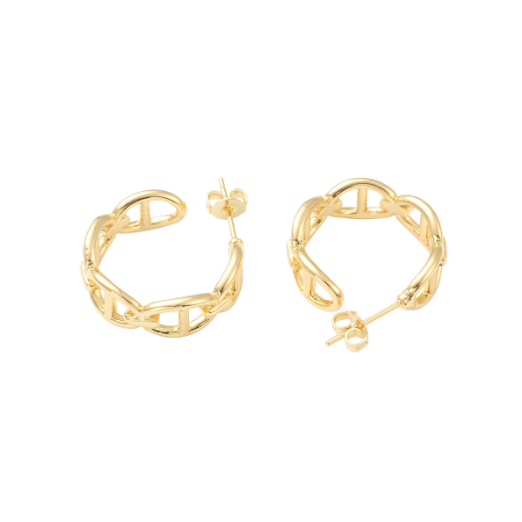 Mariner Chain Stud Hoop - 18k Gold Plate
