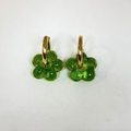 Fleur - Acid Green - Glass Flower Charm Hoops - Earrings