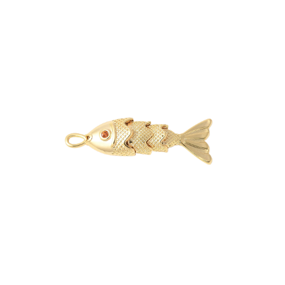 Articulated Sardine Fish Clip on Charm Gold and Silver
