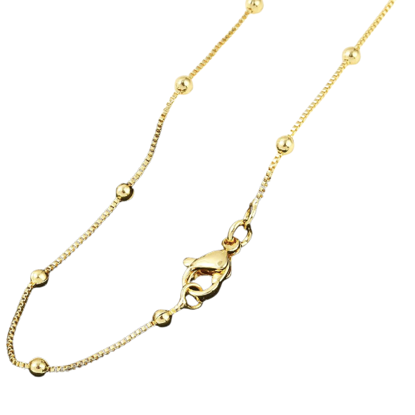 Beaded Satellite Snake Chain 18k Gold Plate