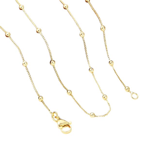 Beaded Satellite Snake Chain 18k Gold Plate
