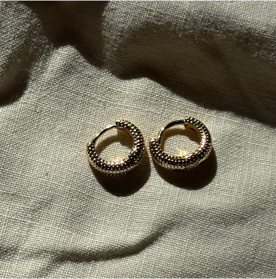 Dimple Texture Mini Huggie Hoops 18k Gold Plate