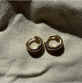 Dimple Texture Mini Huggie Hoops 18k Gold Plate