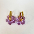 Fleur - Pale Lilac - Glass Flower Charm Hoops - Earrings