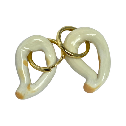 Melt - Glass Drop - Marshmallow - Hoop Earrings
