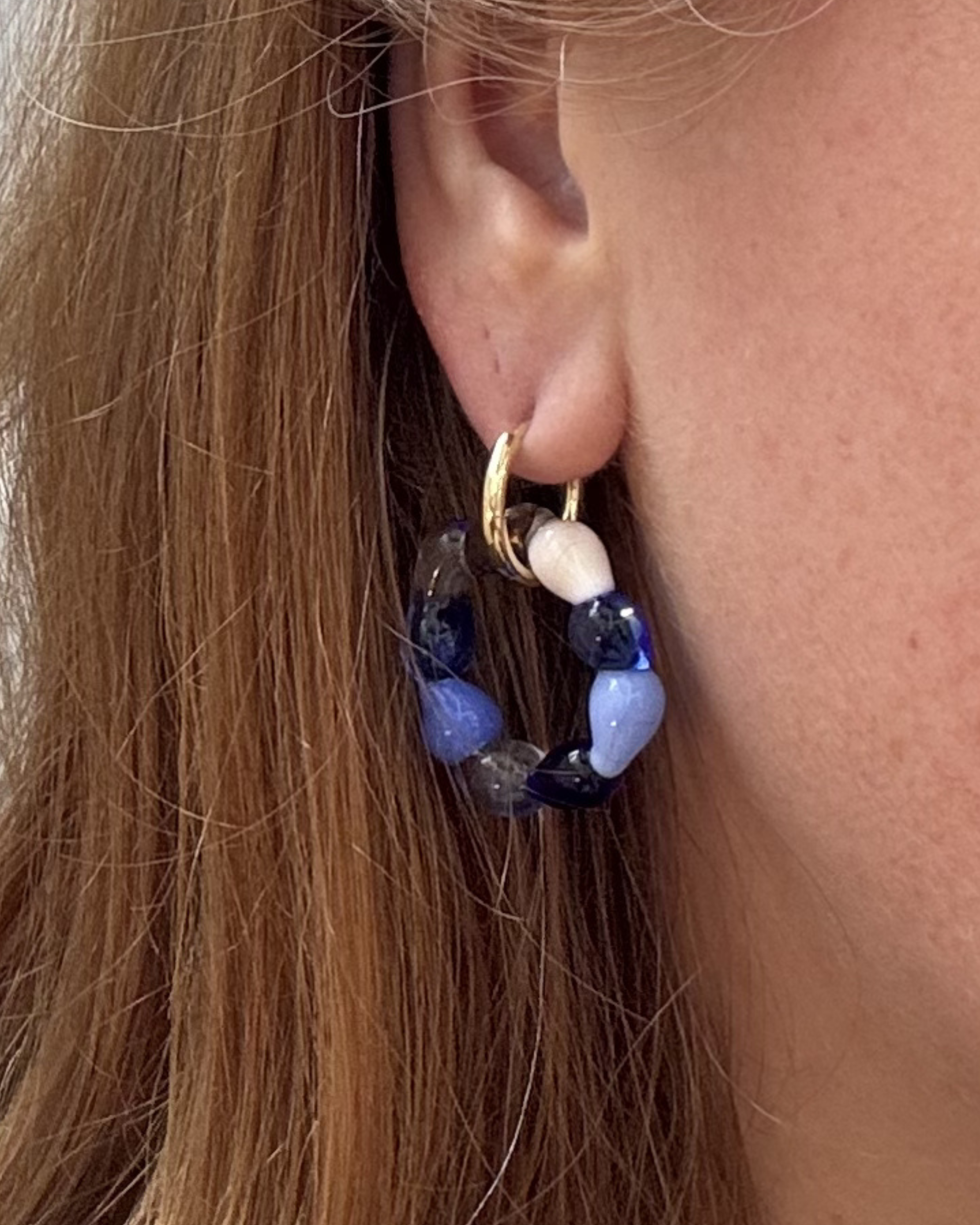Gelato - Hockney Blues - Murano Glass Charm Earrings on Gold or Silver