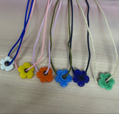 Fleur Glass Flower Cord Necklace - Pick your own combination