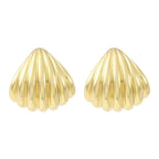 80s Inspired Shell Stud Earring - 18k Gold Plate