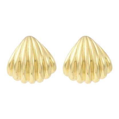 80s Inspired Shell Stud Earring - 18k Gold Plate