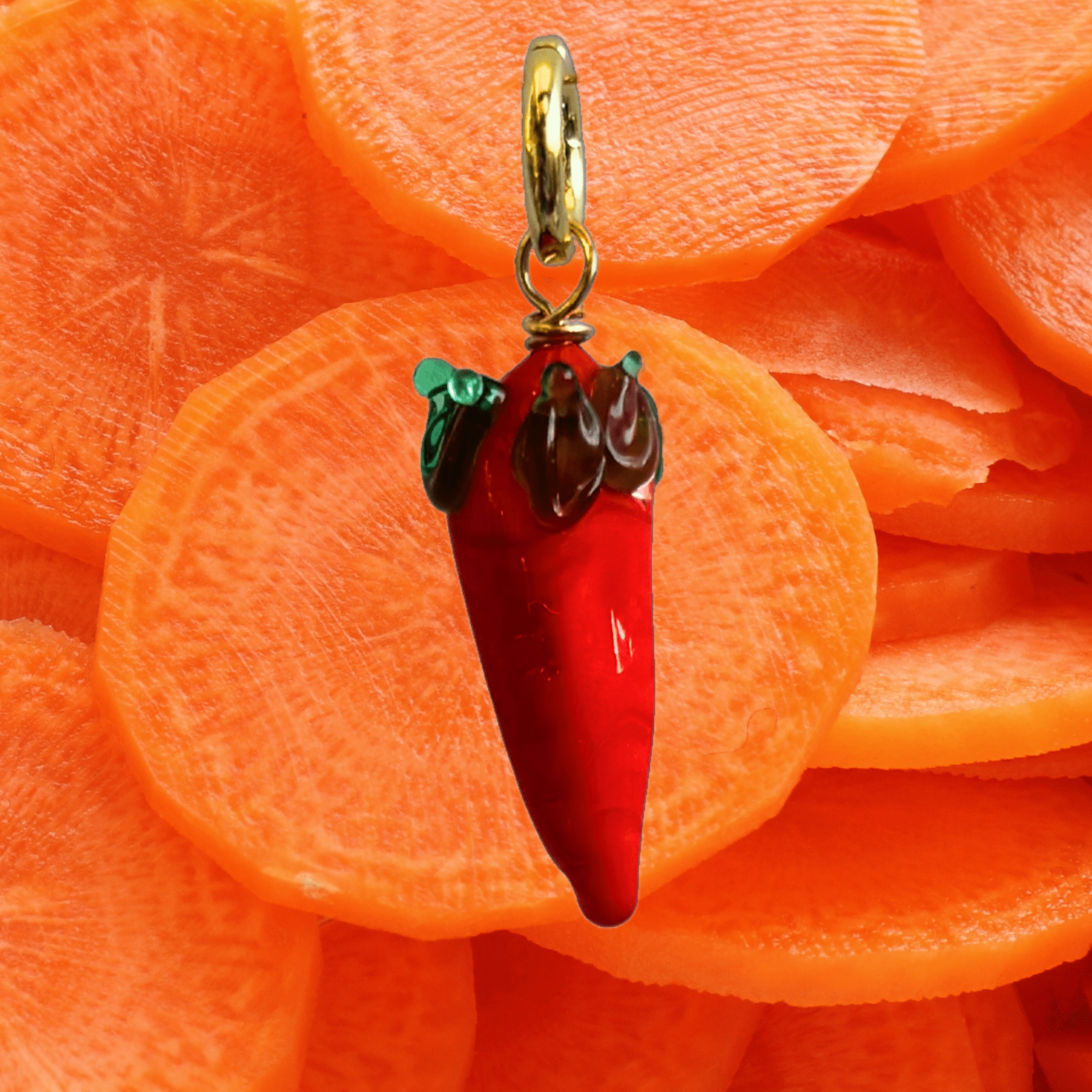 Carrot - Murano Glass Food Charm - Easthope Studio - 