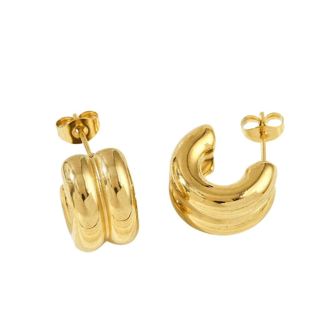 Chunky C Stud Hoops - 18K Gold Plate - Easthope Studio - Everyday Gold Hoops