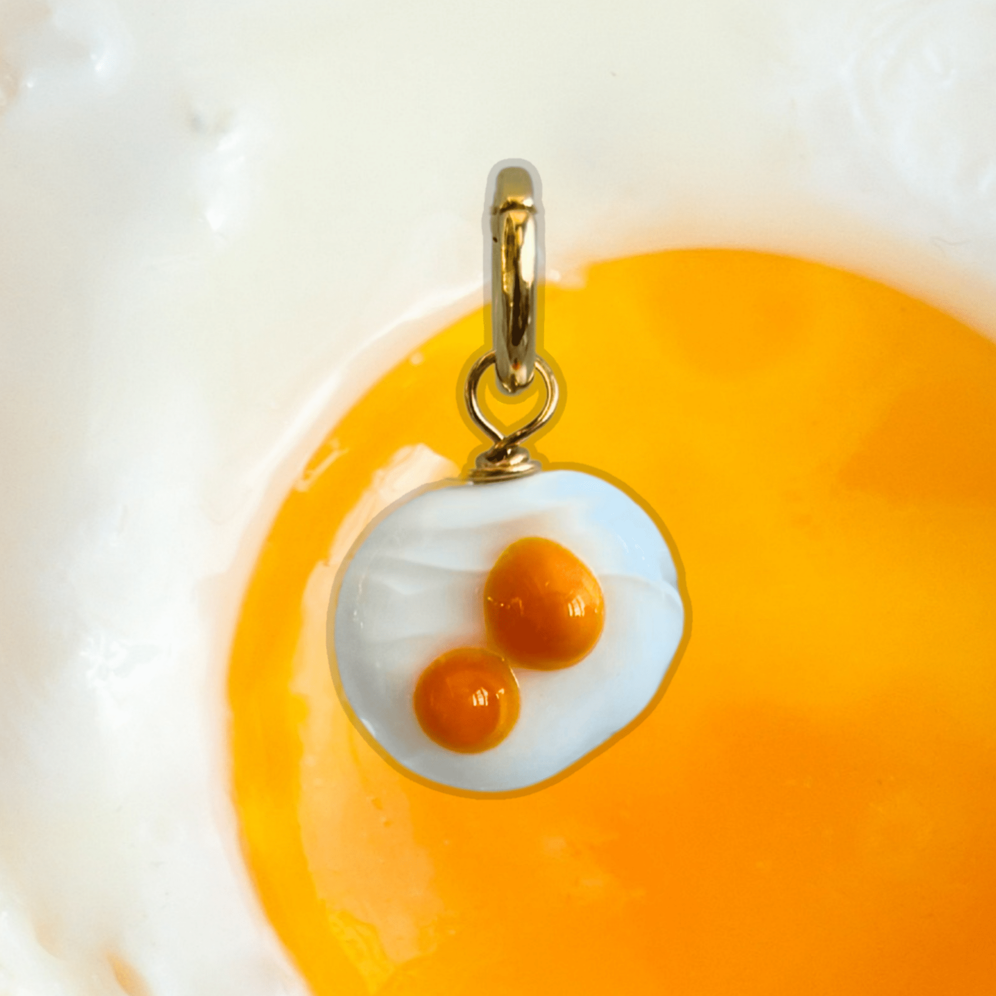 Double Yolk Egg - Murano Glass Food Charm - Easthope Studio - Charm