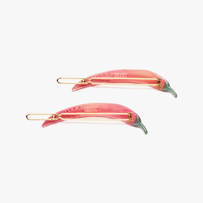 Women's Thai Chili Pepper Acetate Barrette Clip Set