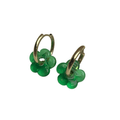 Fleur - Emerald Green - Glass Flower Charm Hoops - Earrings - Easthope Studio - Murano Glass
