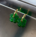 Fleur - Frosted Emerald Green - Glass Flower Charm Hoop Earrings - Easthope Studio - Murano Glass