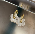 Fleur - Frosted - Glass Flower Charm Hoops - Earrings - Easthope Studio - Murano Glass