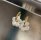 Fleur - Frosted - Glass Flower Charm Hoops - Earrings - Easthope Studio - Murano Glass