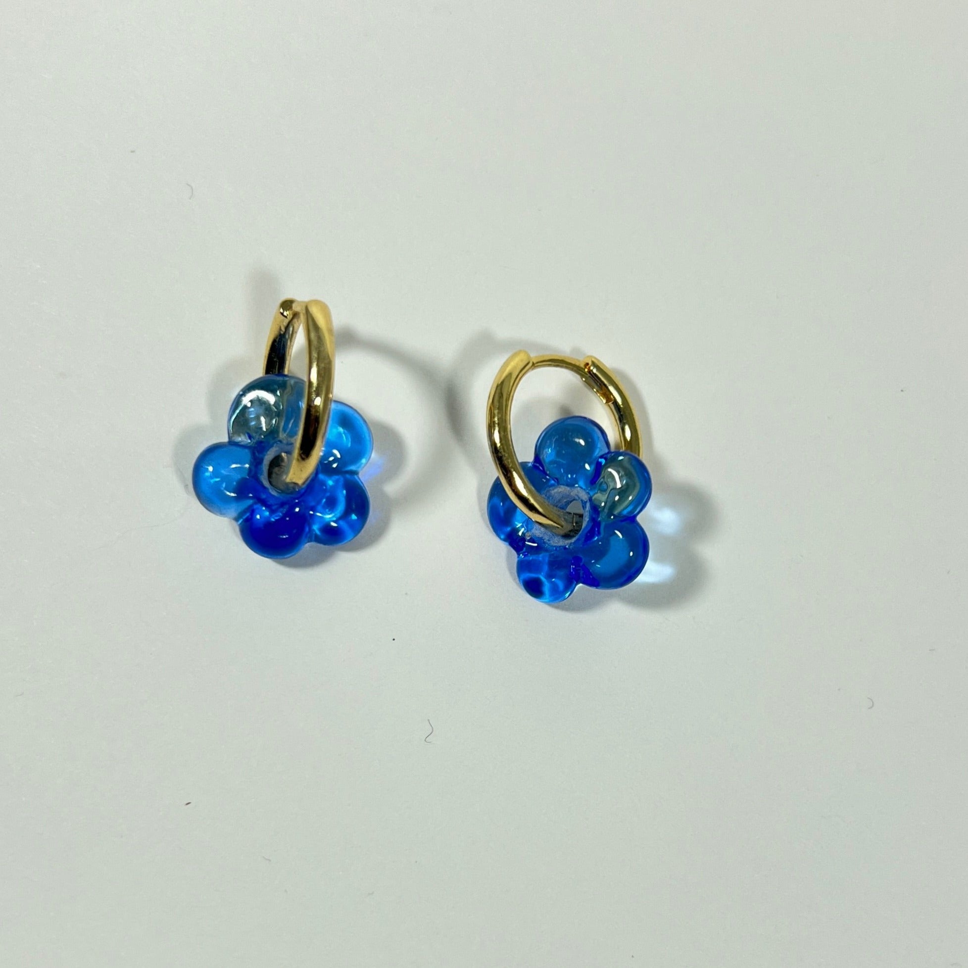 Fleur - Mid Blue - Glass Flower Charm - Earrings - Easthope Studio - Murano Glass