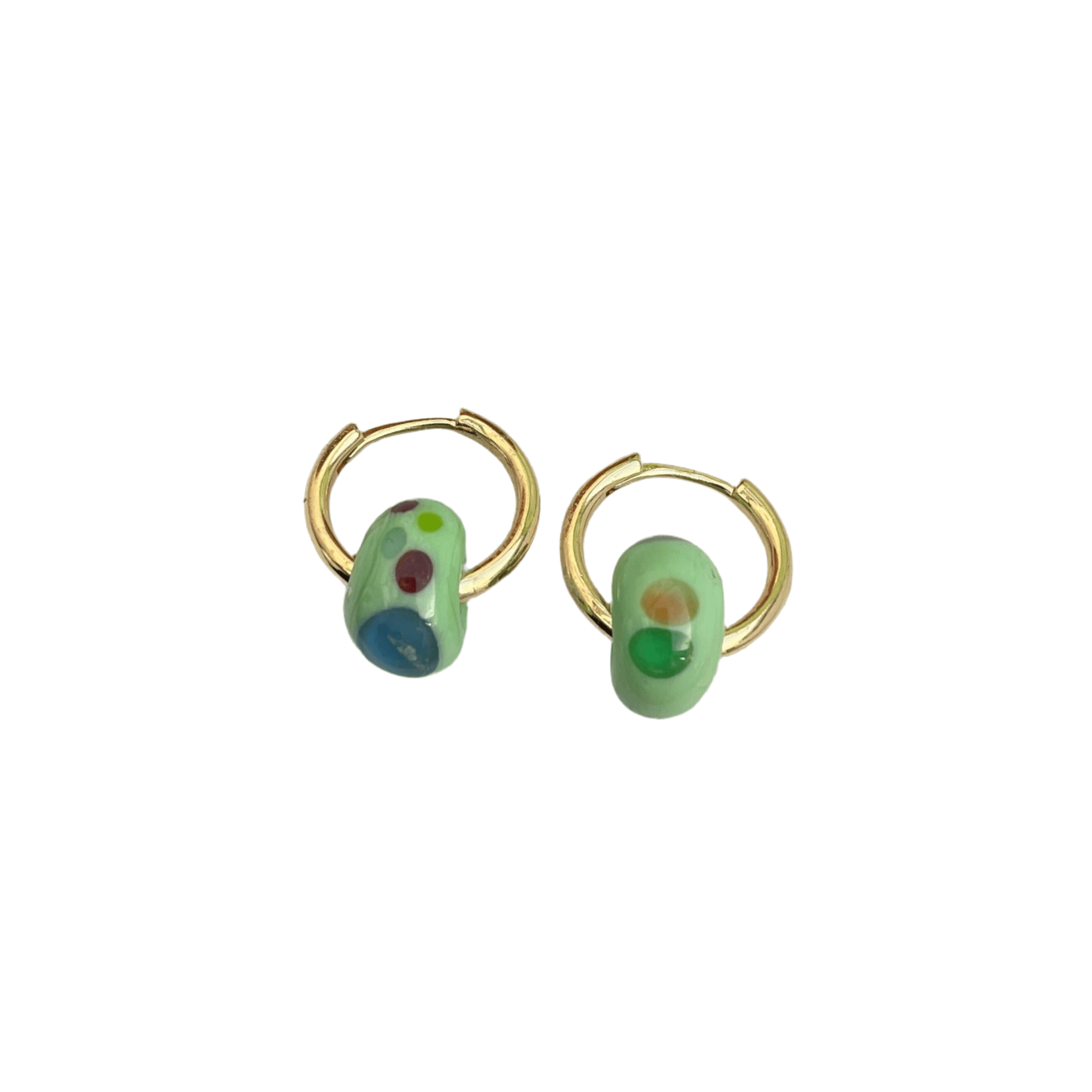 Grasshopper Green - Minimal Waste - Murano Glass Bead Hoops - Speckled - Easthope Studio - Murano Glass