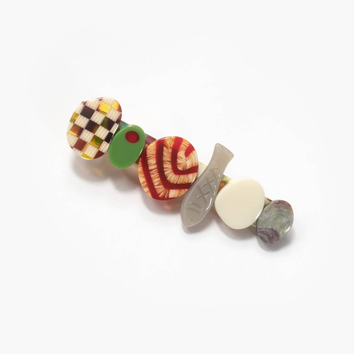 Hors D’oeuvre Appetizer Multicolor Alligator Hair Clip - Easthope Studio - 