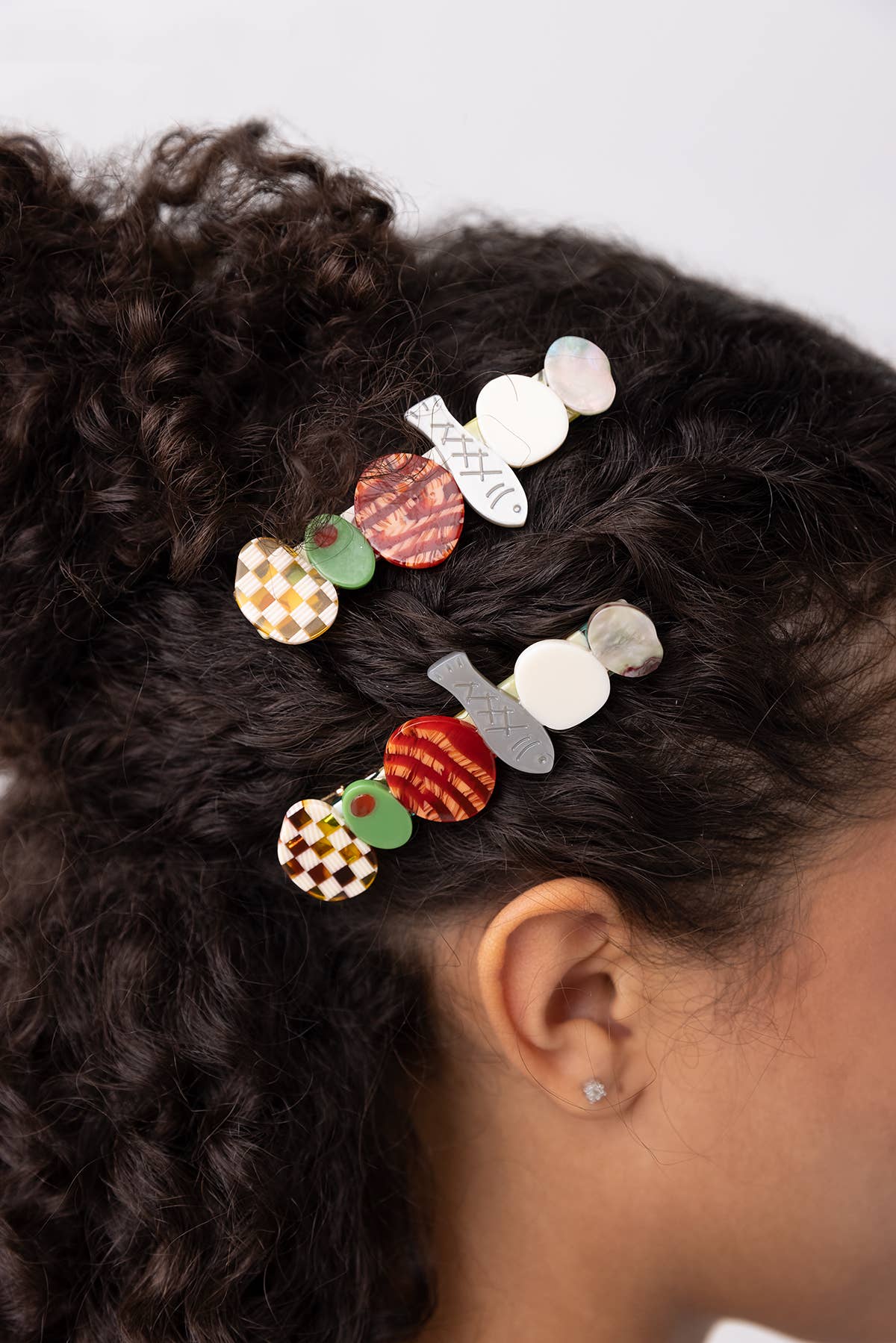 Hors D’oeuvre Appetizer Multicolor Alligator Hair Clip - Easthope Studio - 