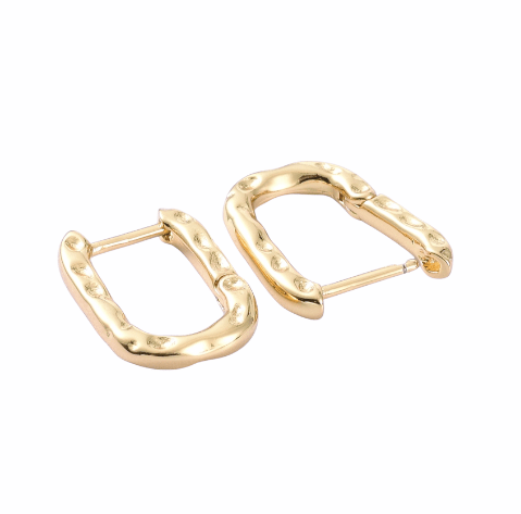 Isla Textured Rectangle Hoop Earrings Gold Plate - Easthope Studio - 