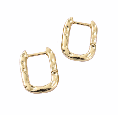 Isla Textured Rectangle Hoop Earrings Gold Plate - Easthope Studio - 