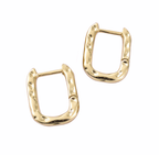 Isla Textured Rectangle Hoop Earrings Gold Plate - Easthope Studio - 