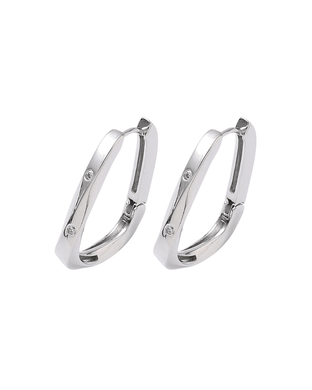 Jewelled Fluid Rectangle Hoop Platinum Plated - Easthope Studio - Everyday Good Hoops