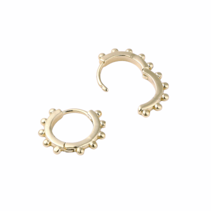 Luna Granulated Ring Huggie Hoop Earring 18k Gold Plate - Easthope Studio - 