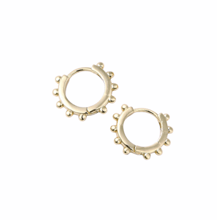 Luna Granulated Ring Huggie Hoop Earring 18k Gold Plate - Easthope Studio - 