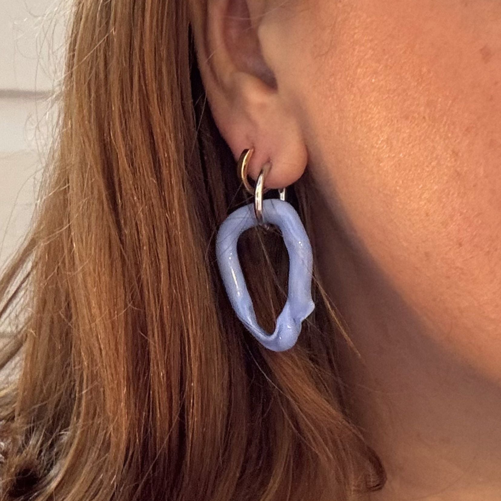 Melt - Cornflower Blue Solid - Murano Glass Charm Hoop Earrings - Easthope Studio - Murano Glass
