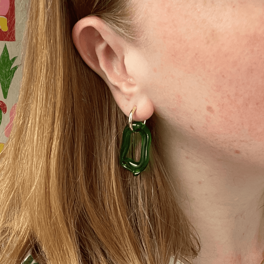 Melt - Dark Green - Murano Glass Drop Earrings - Easthope Studio - Murano Glass