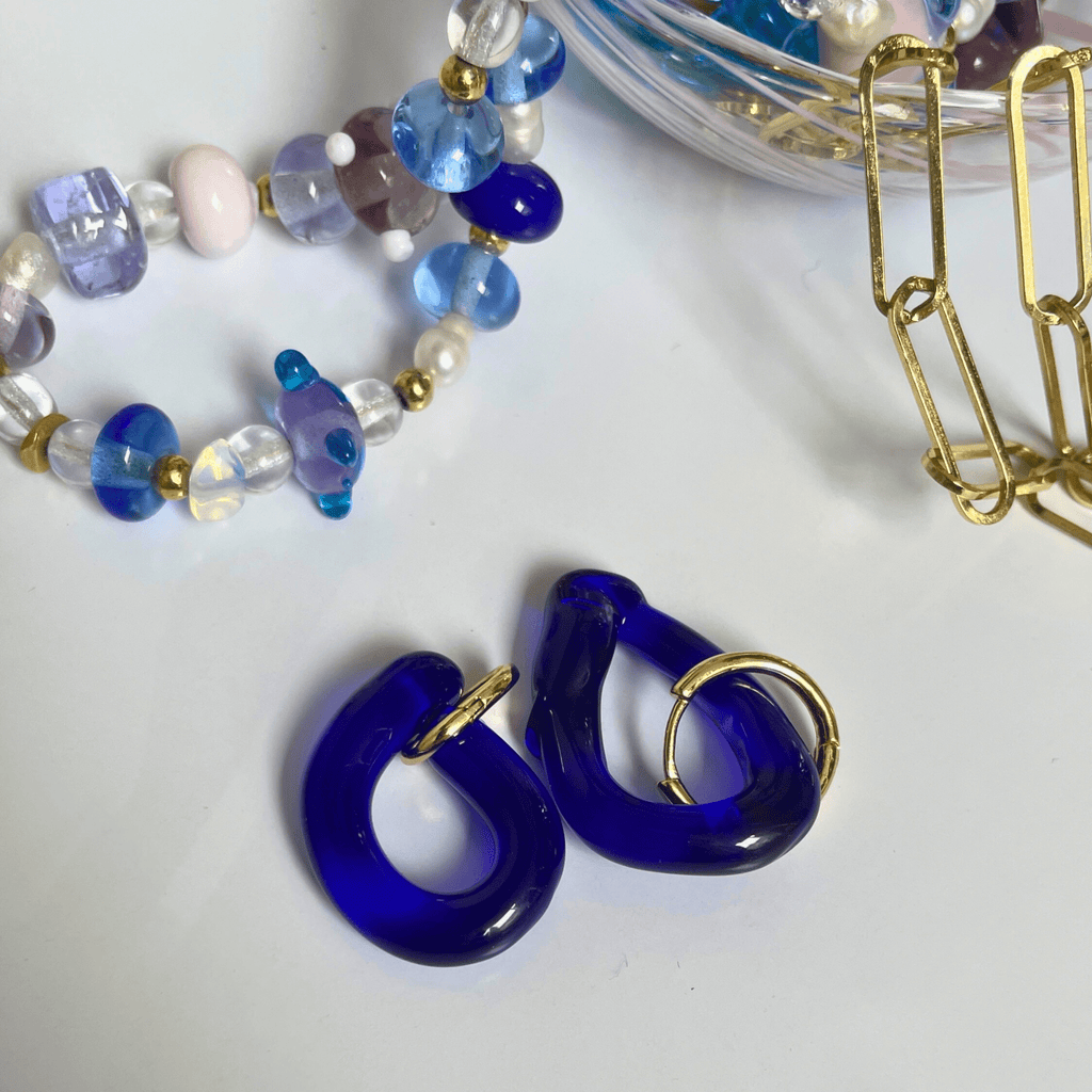 Melt - Glass Drop - Easthope Blue - Earring Hoops - Easthope Studio - Murano Glass