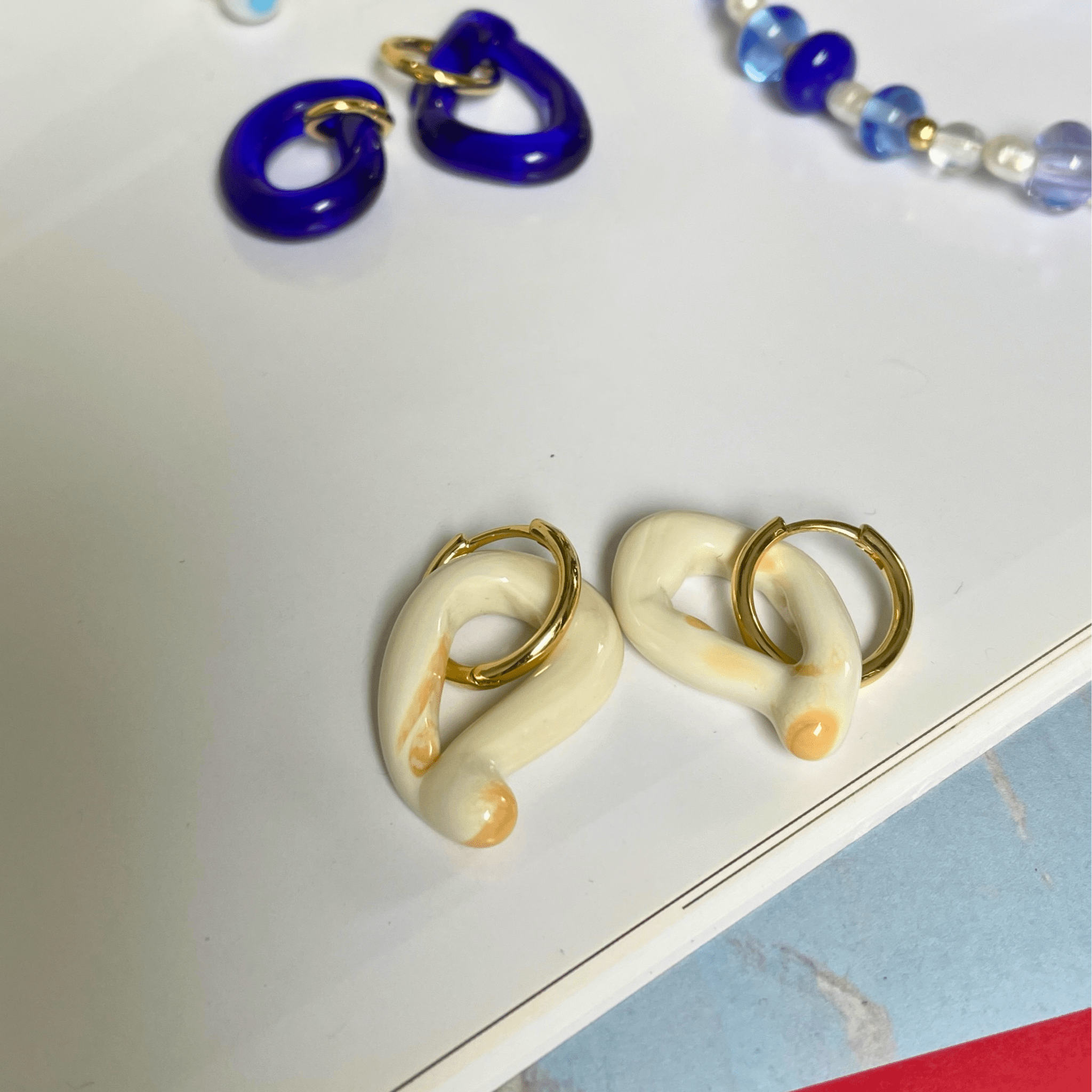 Melt - Glass Drop - Marshmallow - Hoop Earrings - Easthope Studio - Murano Glass