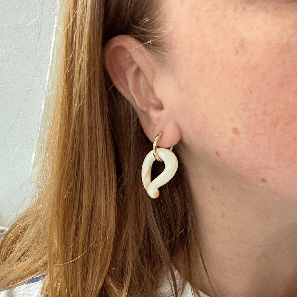 Melt - Glass Drop - Marshmallow - Hoop Earrings - Easthope Studio - Murano Glass