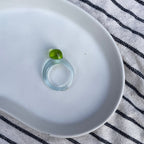 Melt - Glass Ring - Acid Green on Baby Blue Murano - Made to order - Easthope Studio - 